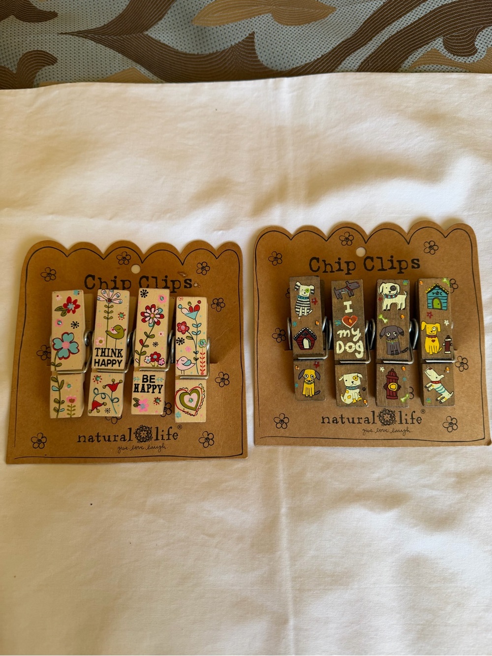 Decorative Chip Clips - Floral & Dog Designs, Multi-Color